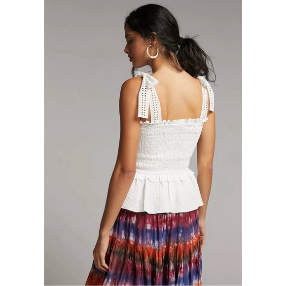 Anthropologie Stephanie Smocked Eyelet Tank With Bows NWT SZ L-XL - Picture 6 of 16